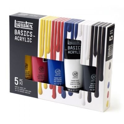 Pack de 5 tubes 118mL d’acrylique Basics – couleurs primaires