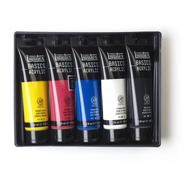 Pack de 5 tubes 118mL d’acrylique Basics – couleurs primaires