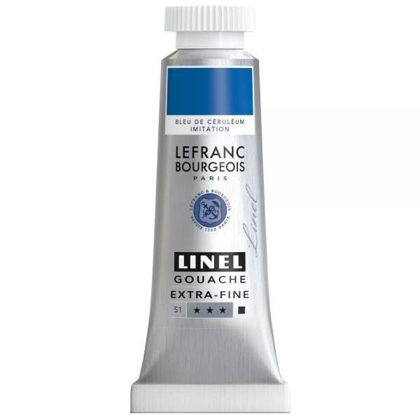 Tube de gouache 14mL Linel extra-fine – Bleu de ceruleum imitation (Série 1)