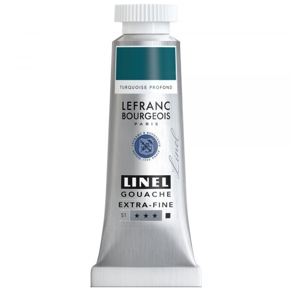 Tube de gouache 14mL Linel extra-fine – Turquoise Profond (Série 1)