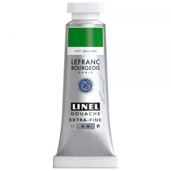 Tube de gouache 14mL Linel extra-fine – Vert Brillant (Série 1)