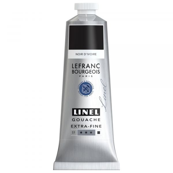 Tube de gouache 60mL Linel extra-fine – Noir d’Ivoire (Série 1)