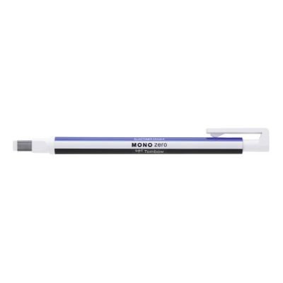 Stylo gomme mono zero pointe rectangulaire étui blanc / bleu / noir